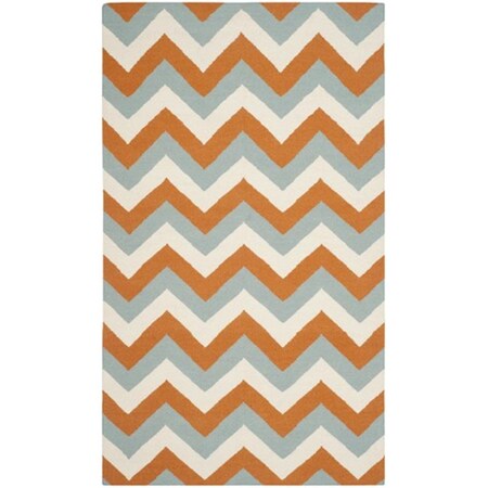 Safavieh Dhurries Hand Woven Flat Weave Medium Rectangle Rug- Terracotta - Blue- 5 x 8 ft. DHU640C-5